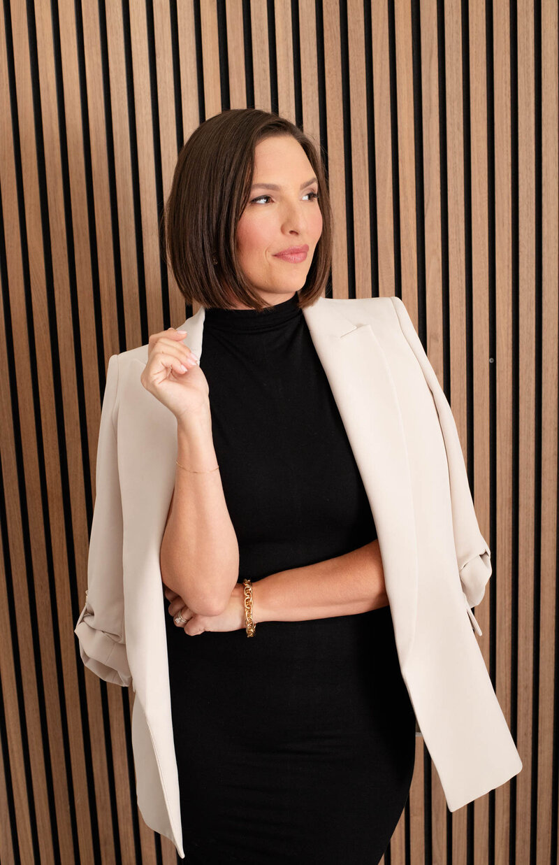 edgy woman in a jacket