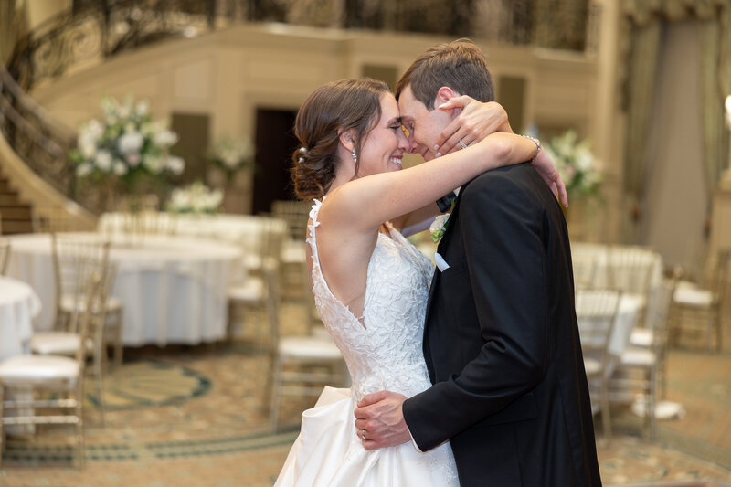 bride and groom dance alone at prestonwood country club