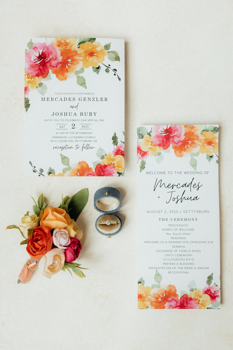 A floral wedding flat lay.