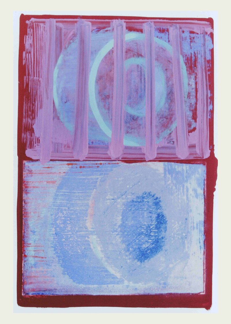 150 portland stone  behind bars, oil on paper, 107x74cm 1993