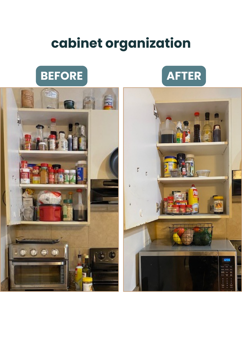 home organization for  kitchen cabinets