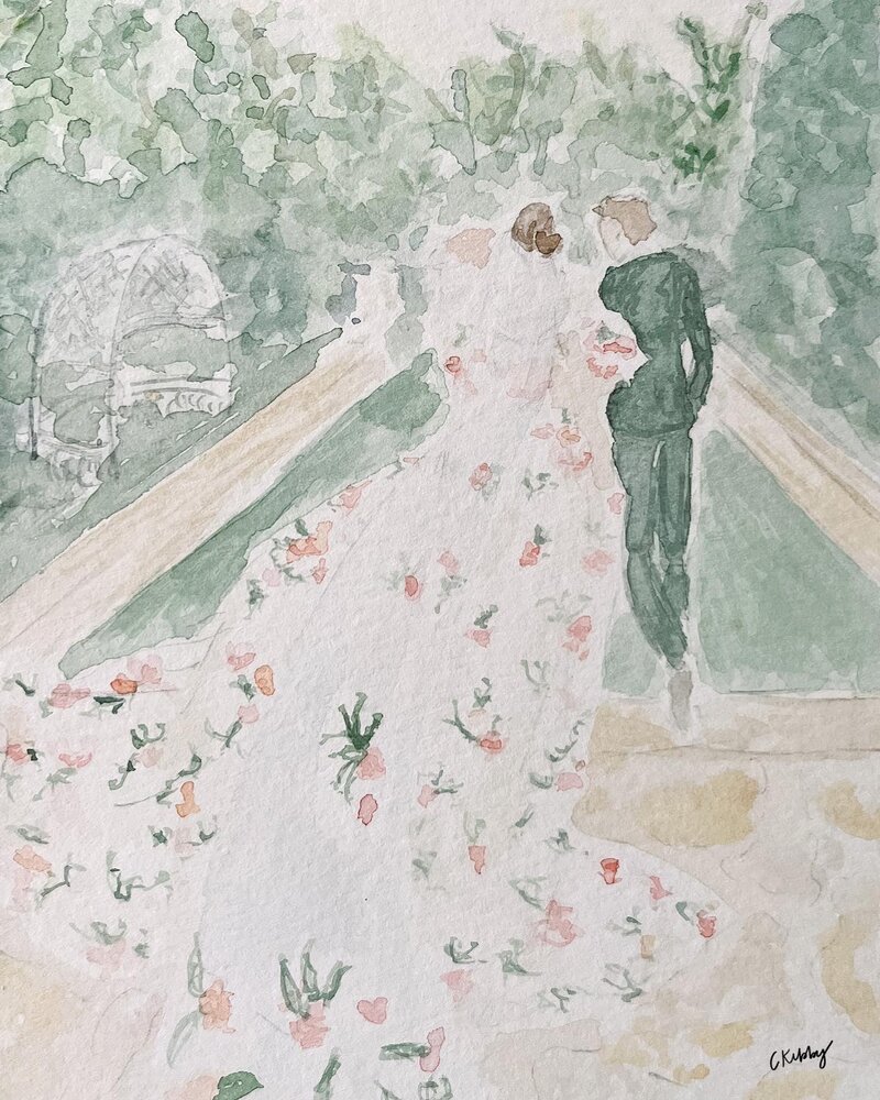 Enhance your destination wedding in Italy with live wedding painting. Create a beautiful, lasting memory of your special day.