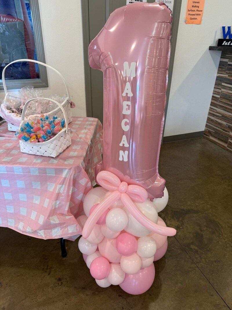 pink number balloons near ardmore ok