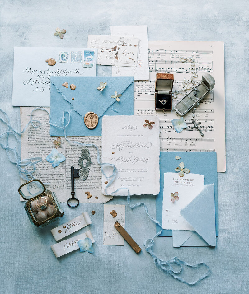 Wedding Photographer in Stockholm elopement photographer france helloalora Chateau de Courtomer blue invitation suite