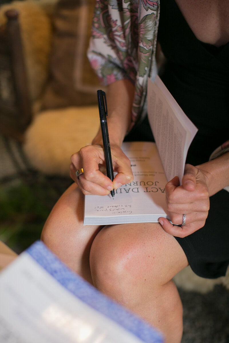Dr. Diana Hill, ACT Psychologist Leadership Coach, podcasting inside of Thich Nhat Hahn's hut
