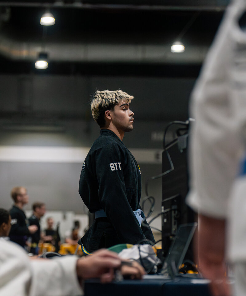 Blue belt grappler waiting to compete at IBJJF