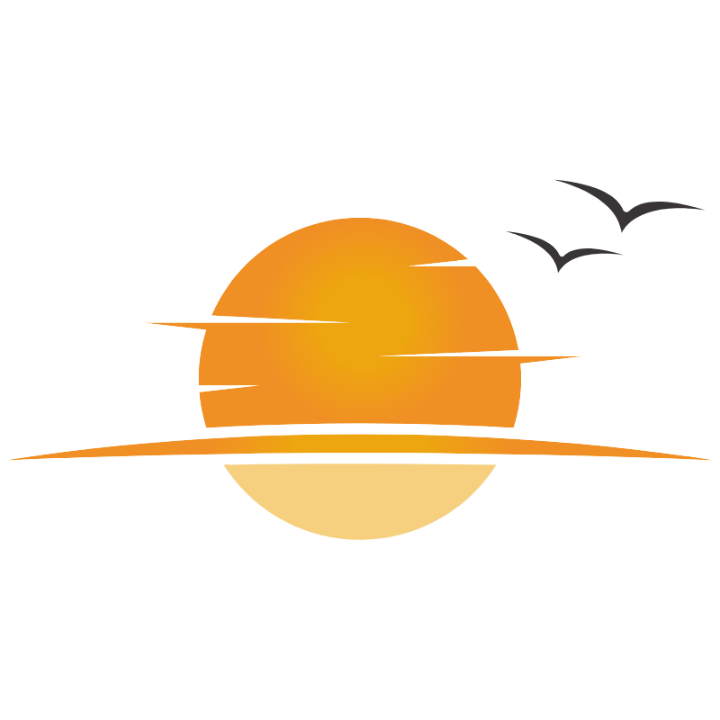 Sun Setting with Birds on Horizon