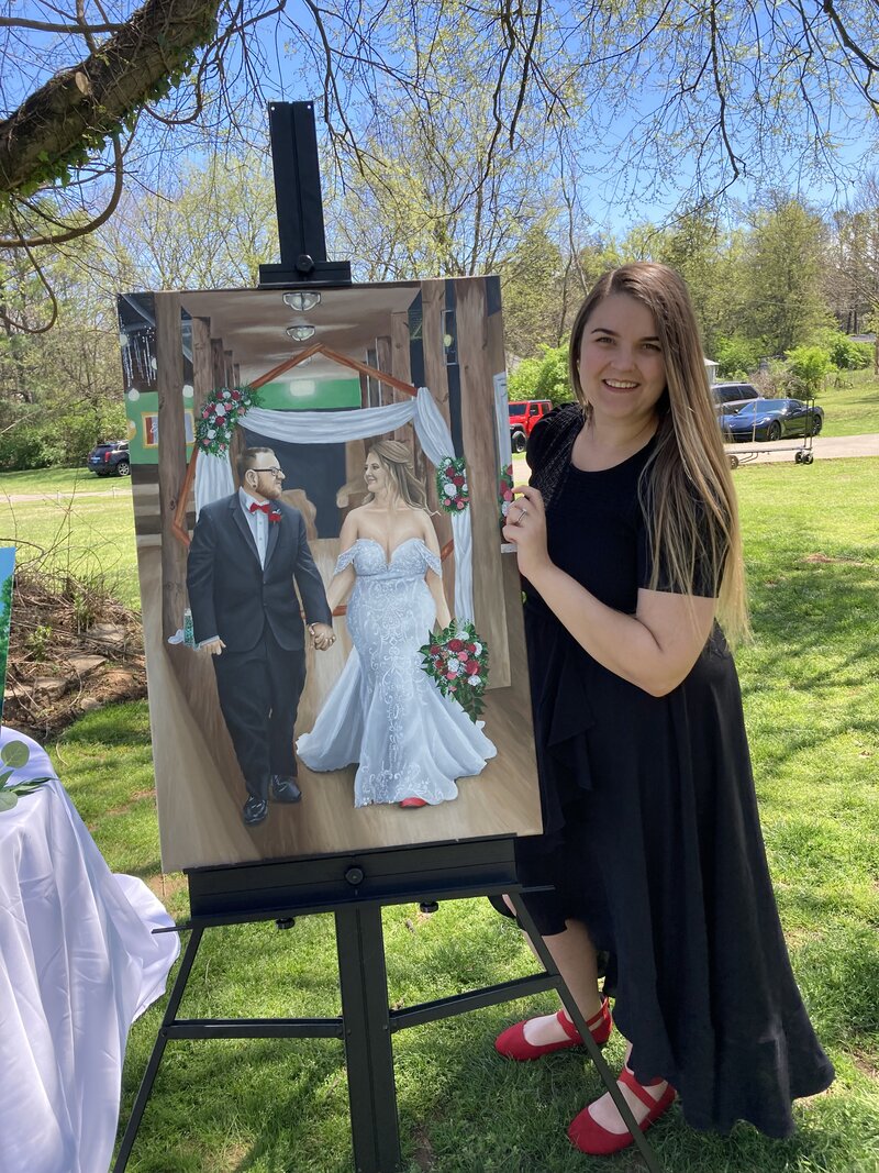 Live wedding painter with painting