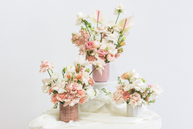 Soft pink and white floral arrangements - 1