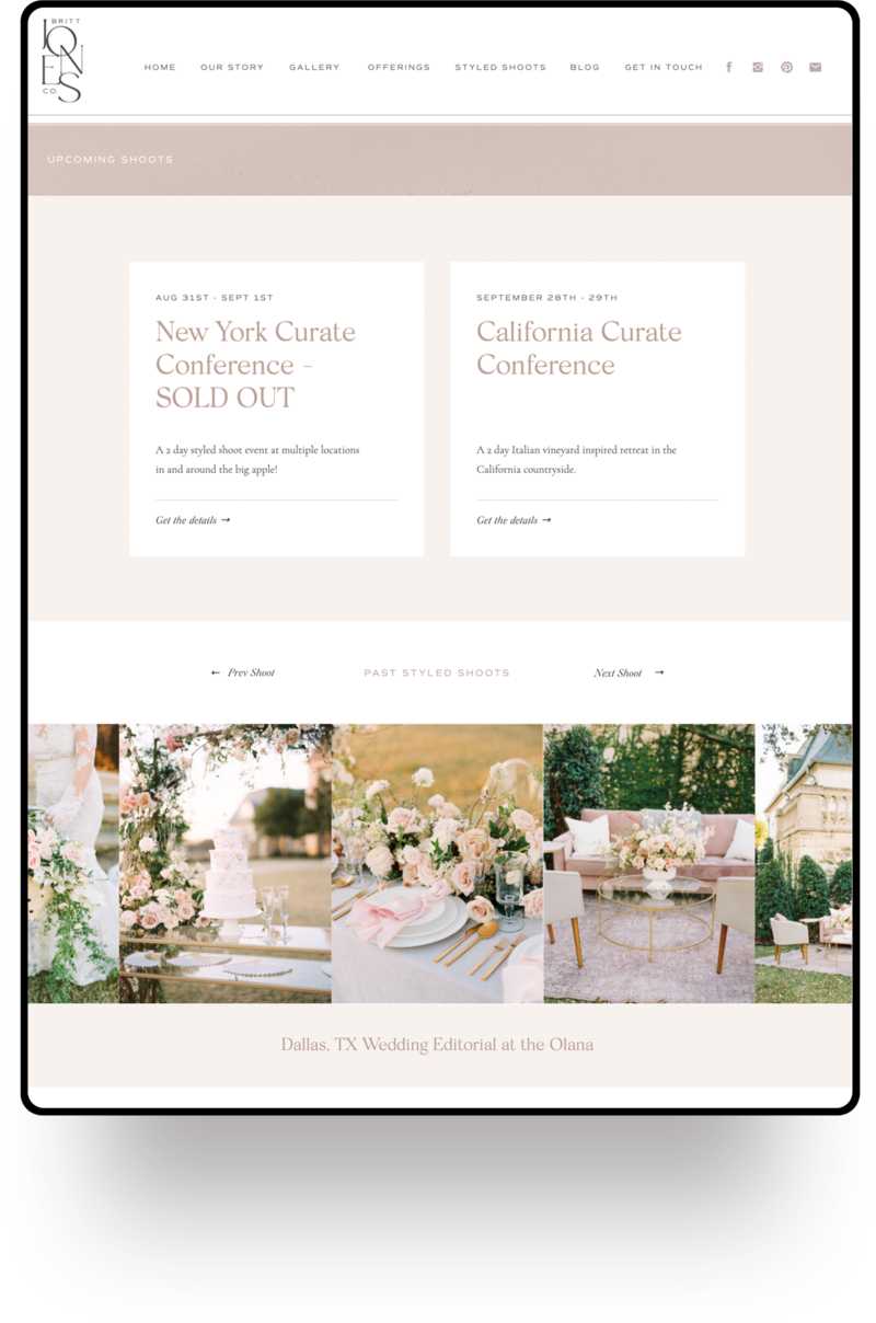 Two Day Custom Showit Website Intensive for Britt Jones Styled Shoots - Wedding Planner