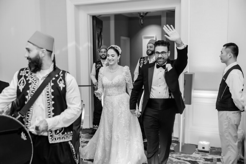 Bride and groom at their wedding reception at the four seasons Orlando by Florida wedding photographer.