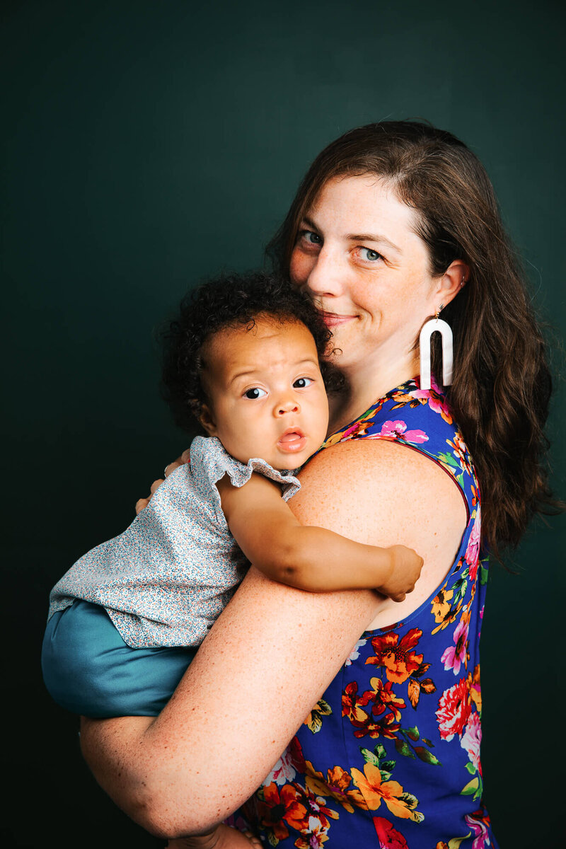 6 month old photographed in the Somerville studio with his mother