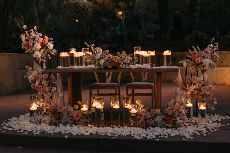 floral arrangements and candles