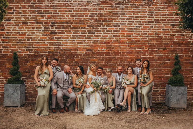 wedding party pose for photo