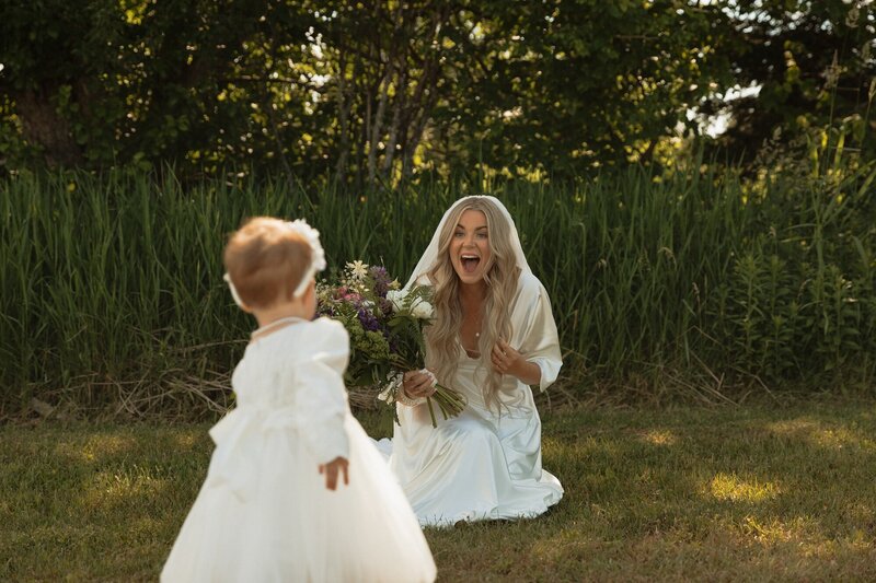 bride and flower girl at pei wedding