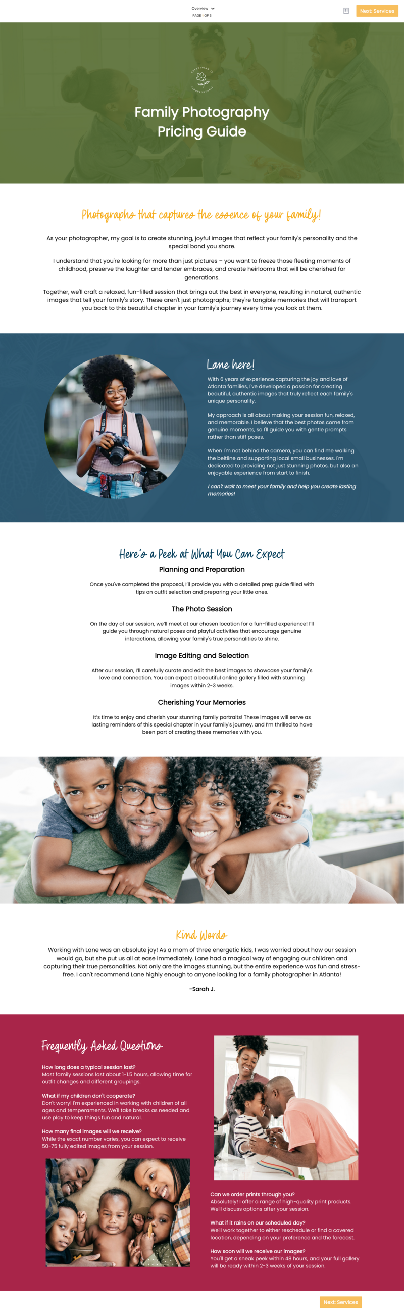 HoneyBook smart file prep guide for family photographer template