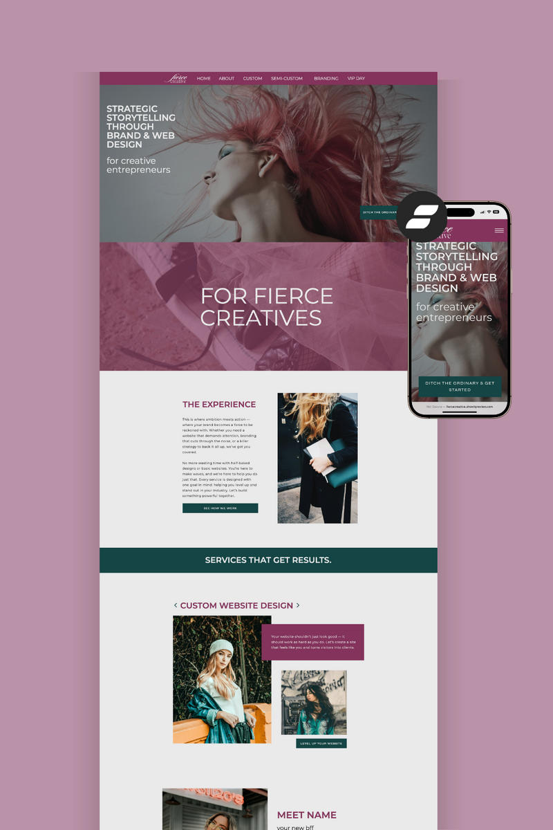 Perfect for designers, coaches, and multi-passionate creatives who want a site that’s as bold and beautiful as their brand.