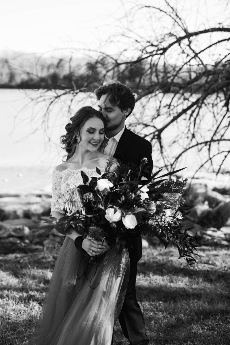 black and white Knoxville wedding photo at Marble Gate Venue