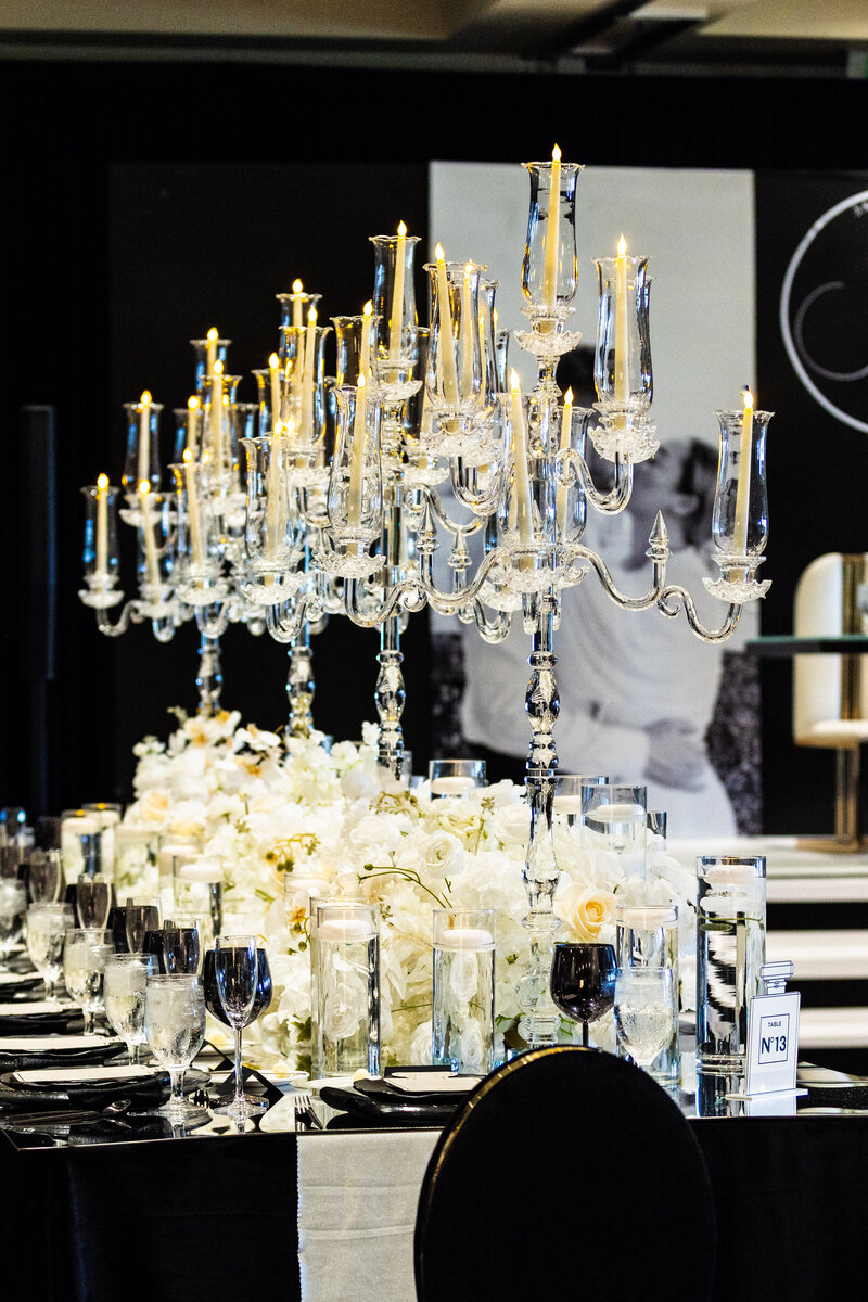 black and white luxury event design