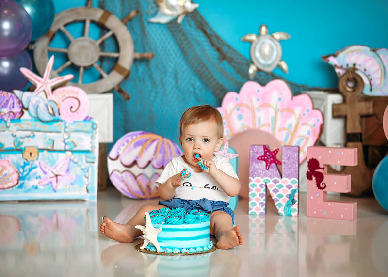 under the sea girl cake smash ashley mcclintock photography 3