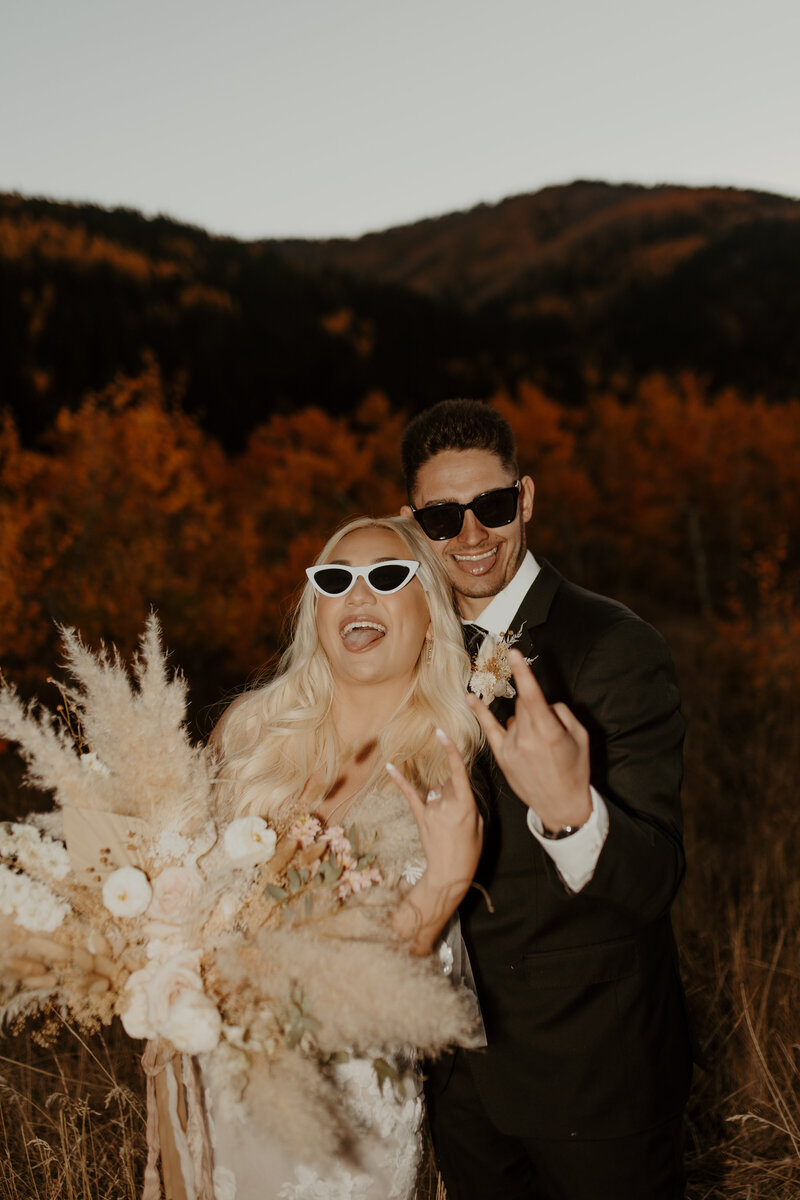 bride and groom flash photos in Utah
