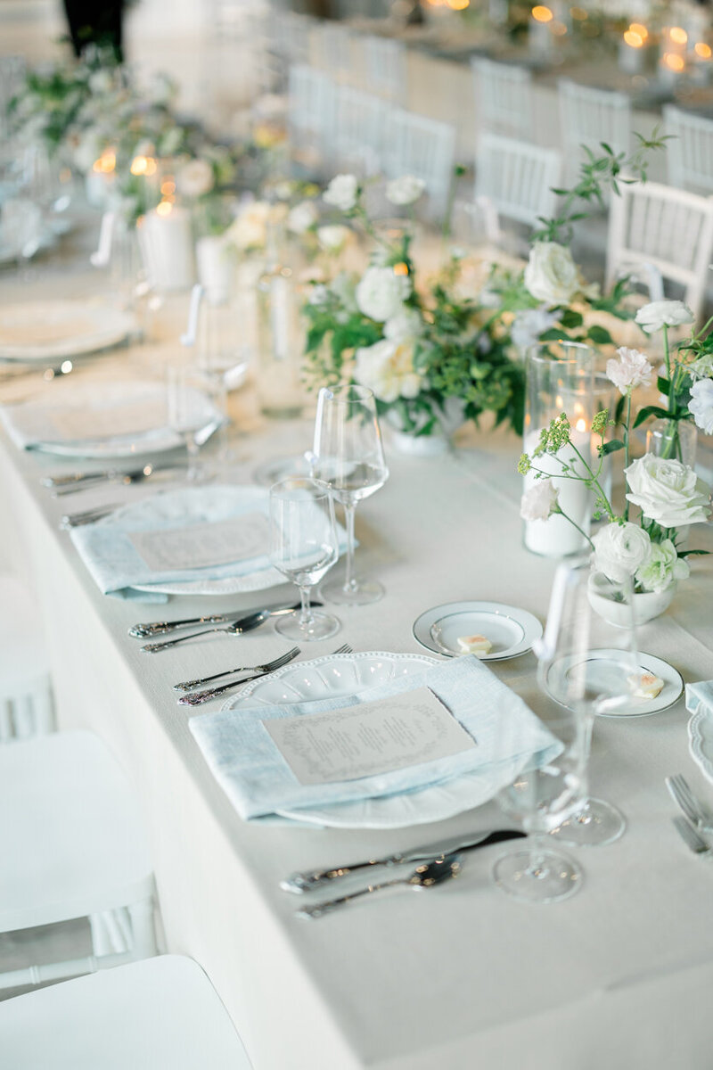 table setting with flowers