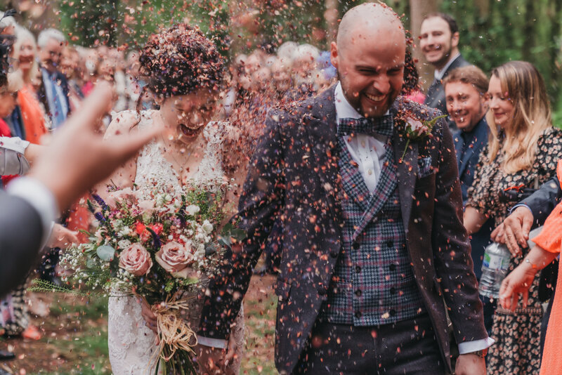 Captains Wood Barn Confetti Essex Wedding Photographer