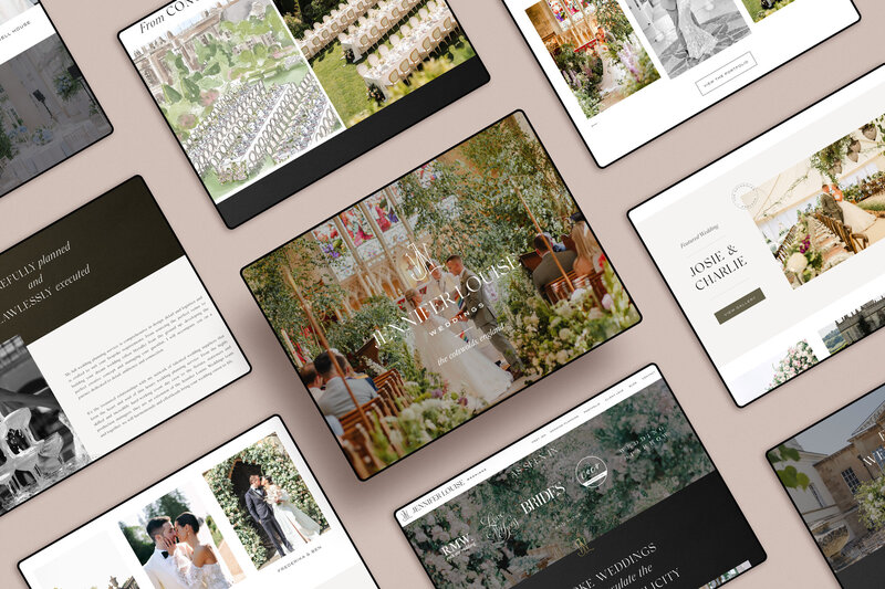 Landscape website mockups for Jennifer Louise Weddings designed on Showit