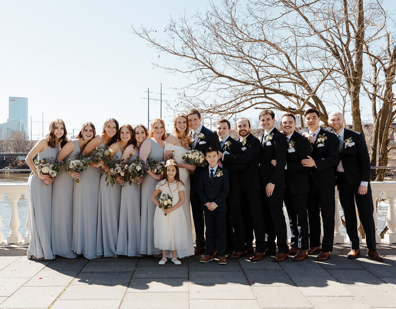 bridal party at Water Works in Philadelphia