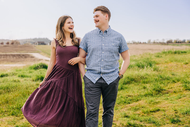 Missoula couple posing for spring engagement photo