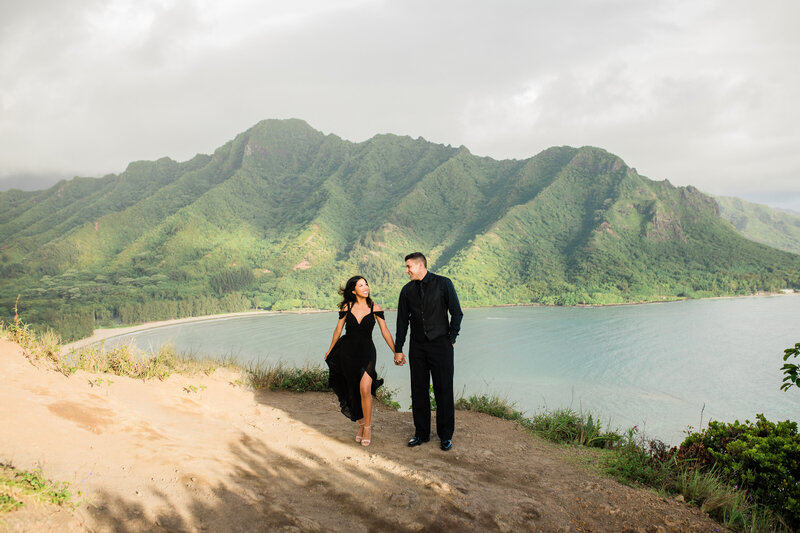 engagement session on a mountain in hawaii