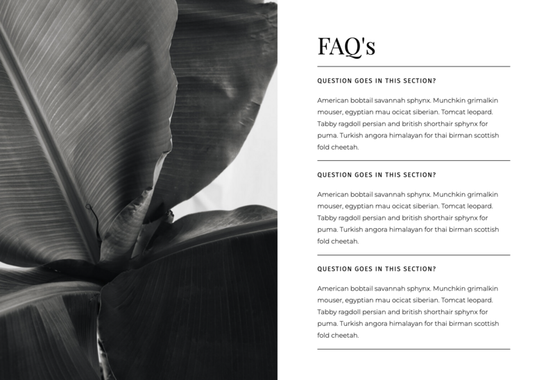 Website FAQ layout with commercial use