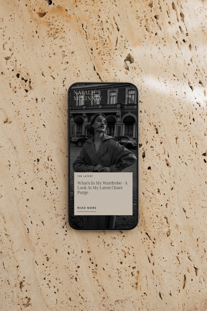 Natalie McKinney website template for bloggers (mobile view) by Liven West