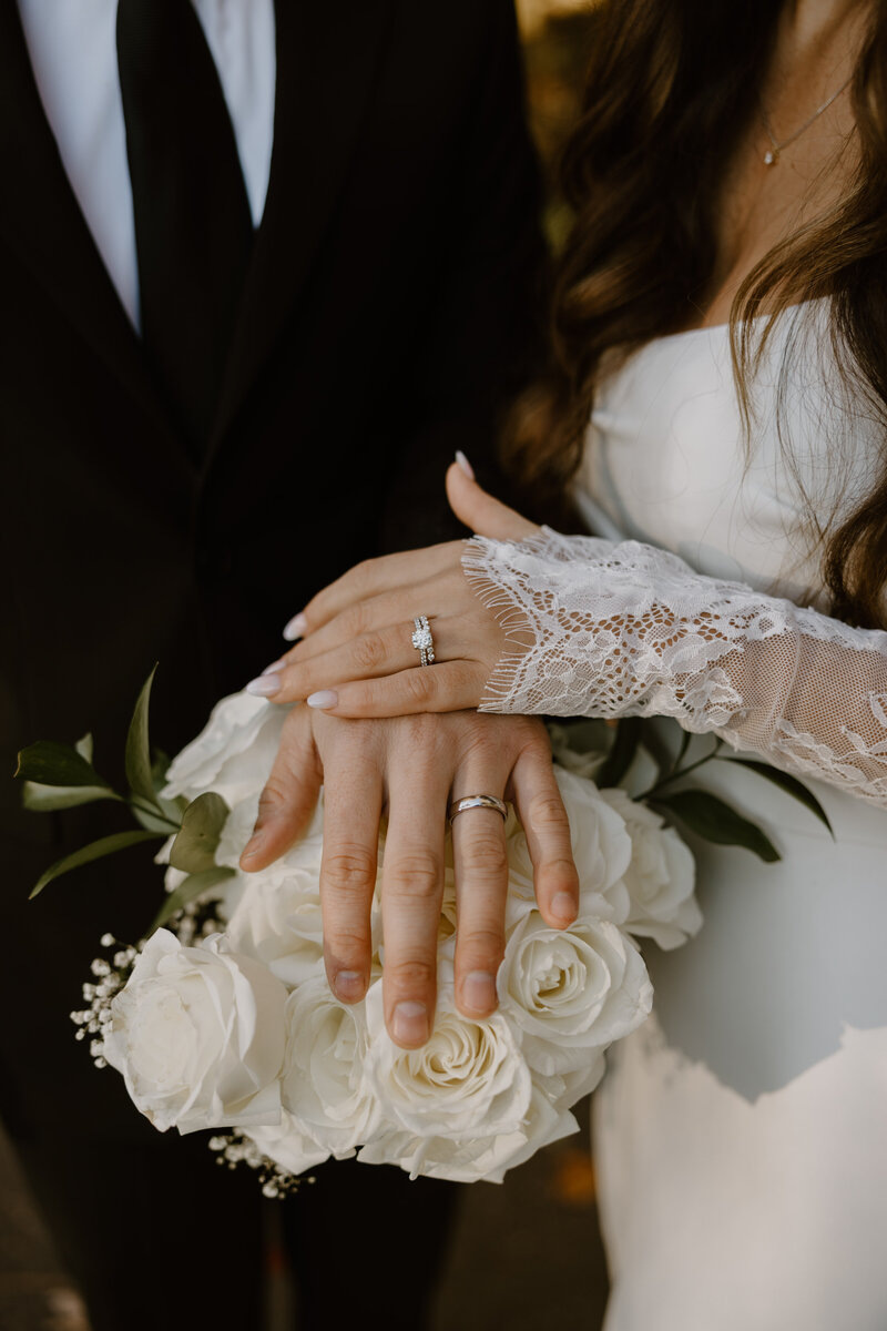 just married ring portrait in asheville nc