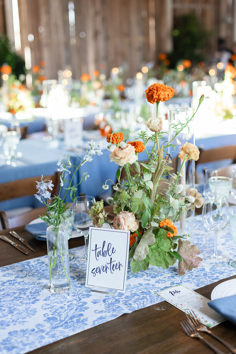 Custom table numbers at Ohio wedding