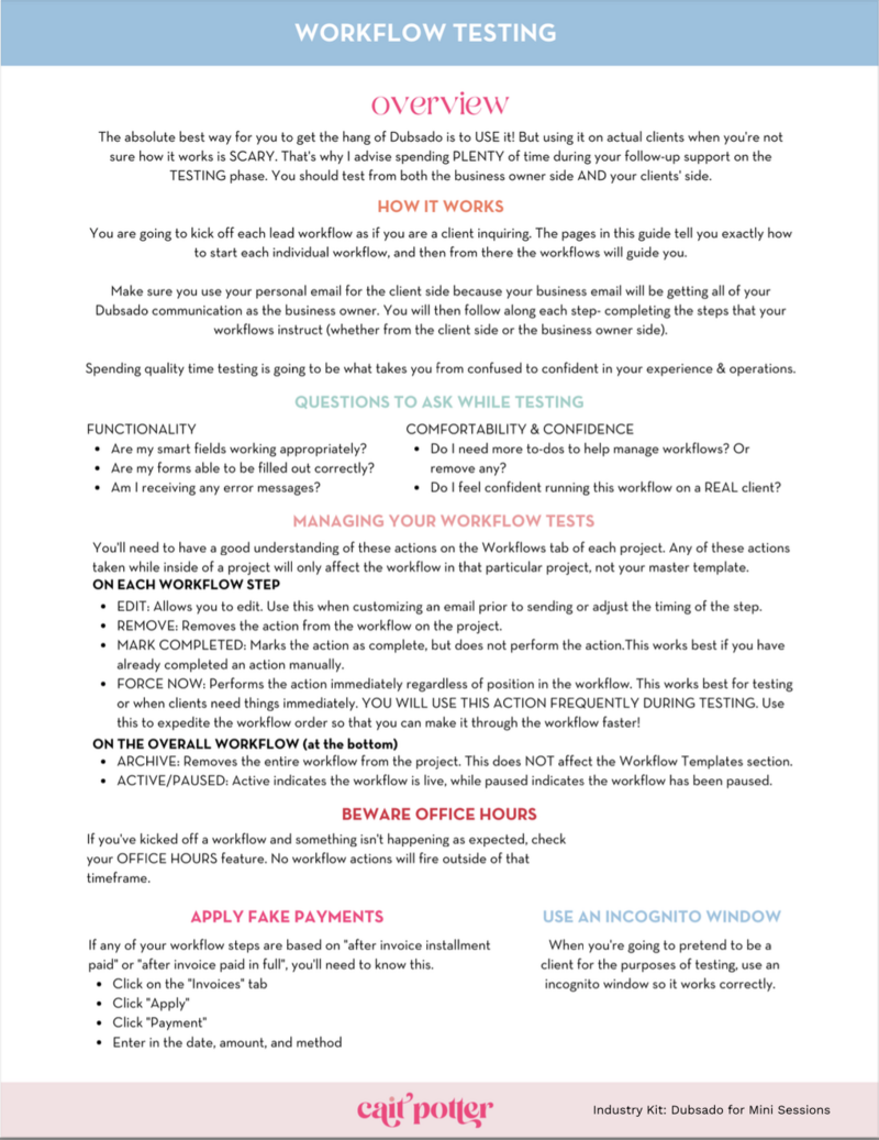 Workflow Testing Guide Example