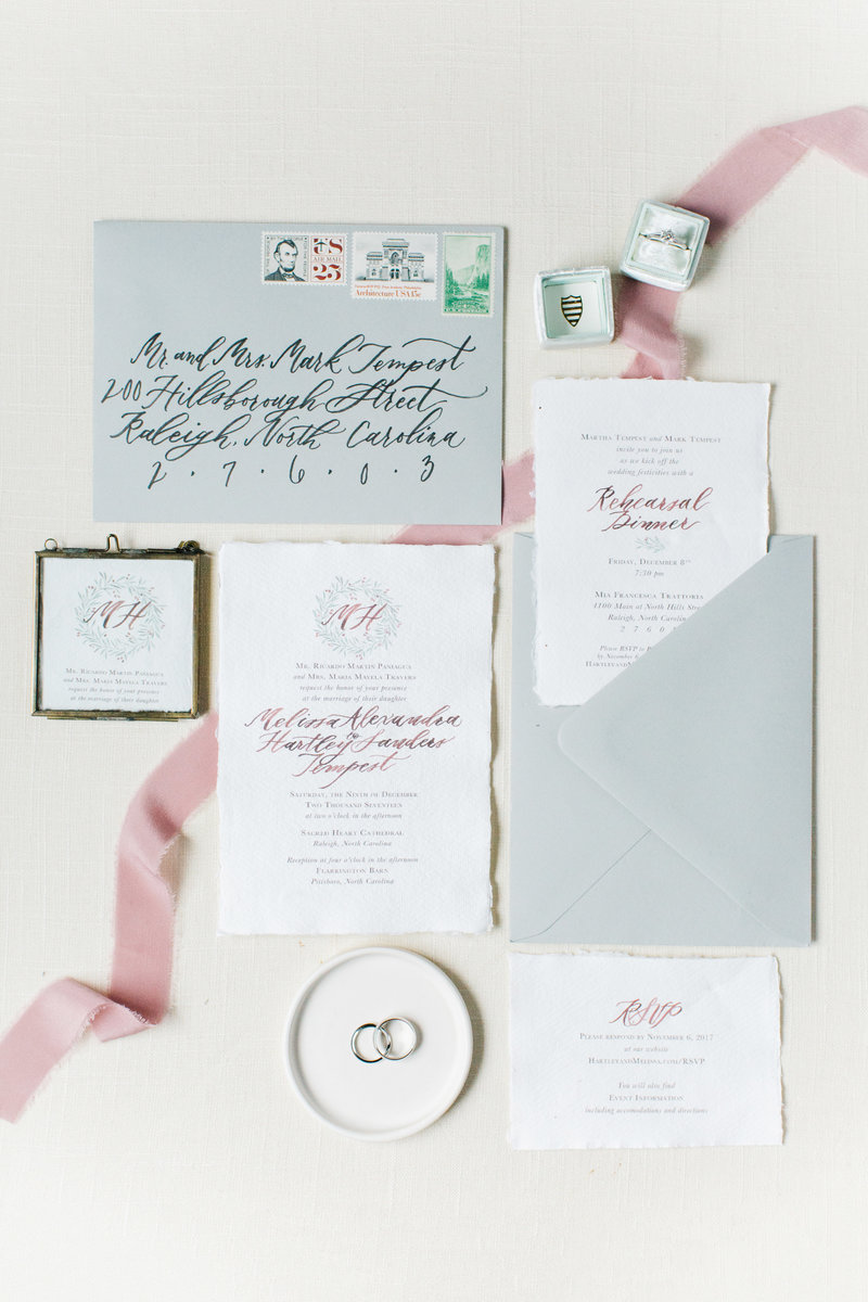 modern barn wedding invitation suite