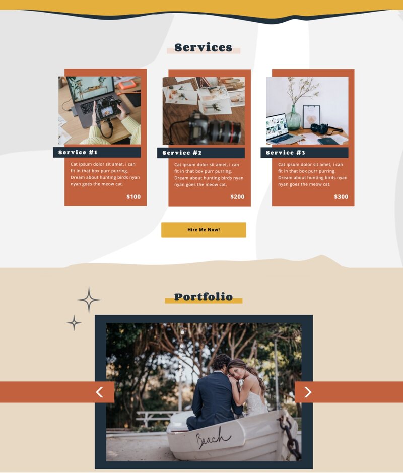 boho themed web design sample