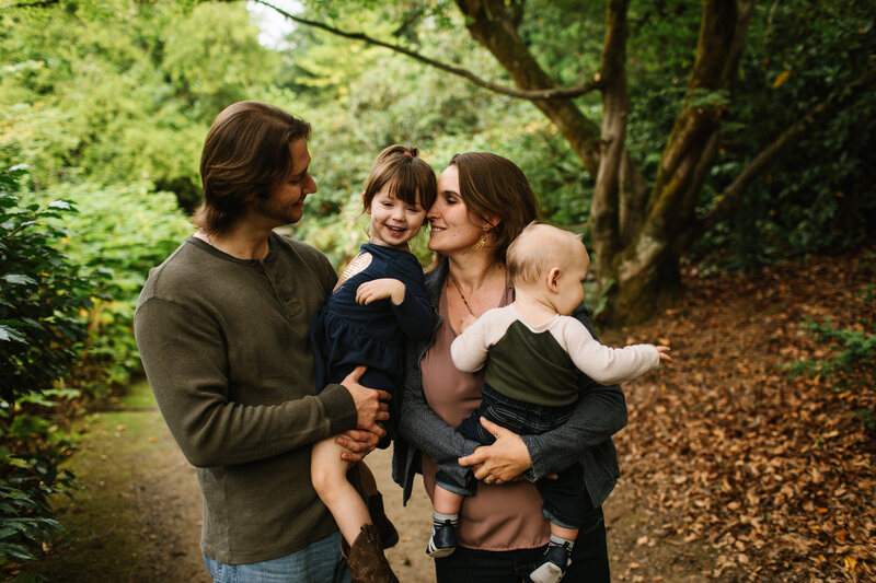 Joy filled family haning out in the PNW