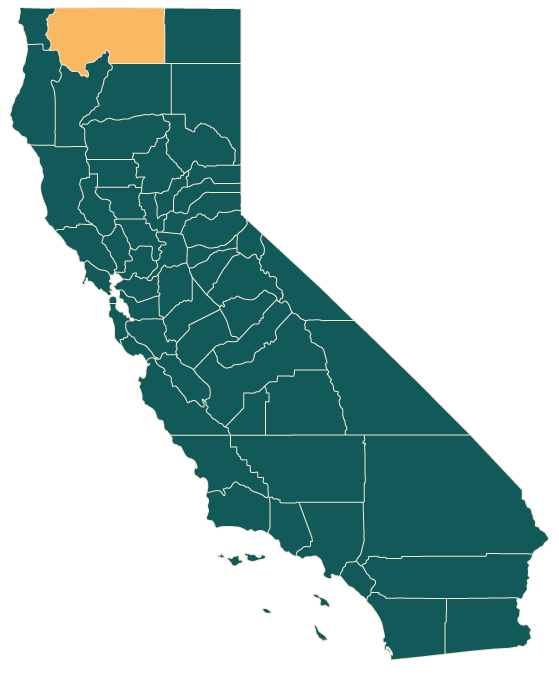 California map highlighting the location of Siskiyou County