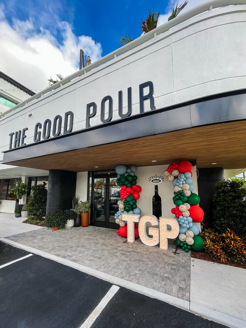 Branded balloon columns and backdrops for company event Orlando