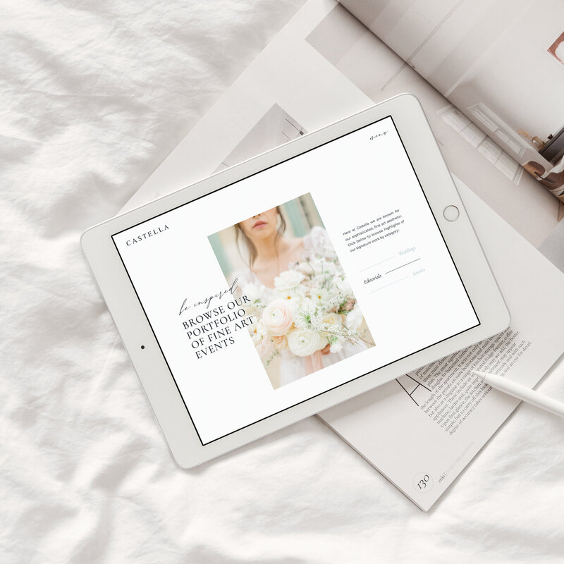 luxury wedding website design on ipad