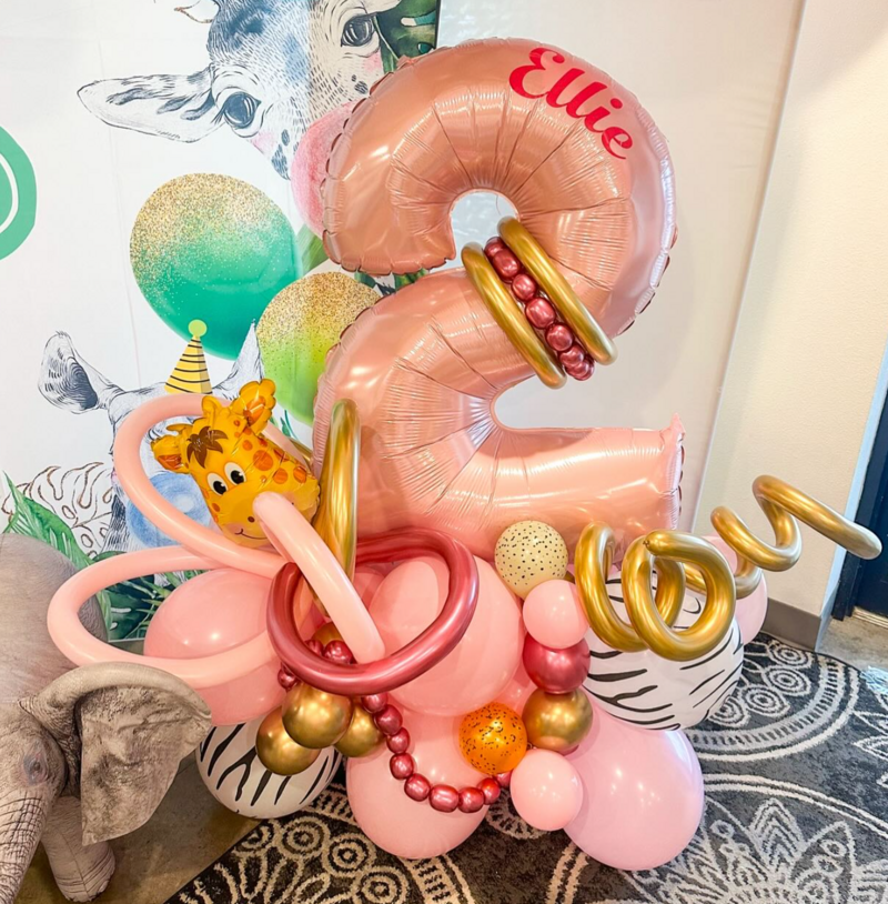 pink number birthday balloon