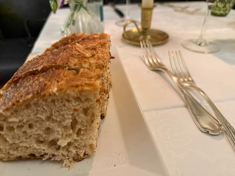Bread service at Buca Di Sant'Antonio in Lucca, Italy