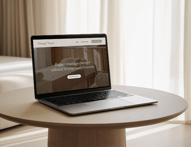 A serene website design for a spa and wellness center featuring a massage therapist template.