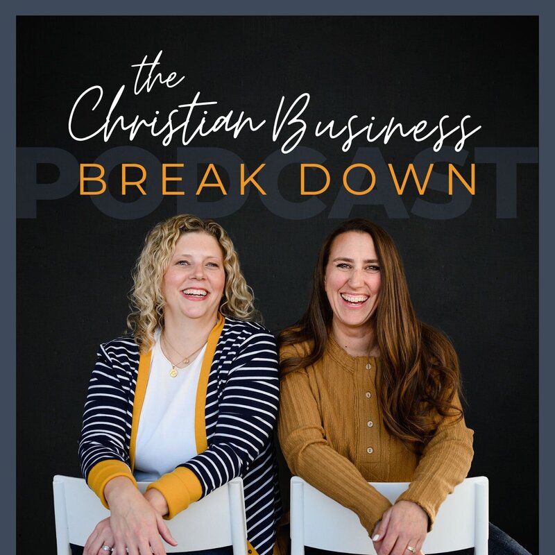 A podcast cover for a Christian business podcast for women business owners who are struggling in their business