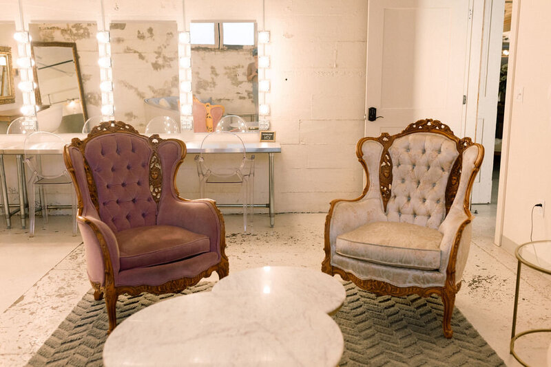 Seating area in the bridal suite at the St Vrain wedding venue