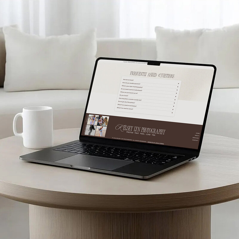 Website design for a San Diego family photographer, showcasing a modern Showit layout with vibrant visuals and user-friendly navigation.