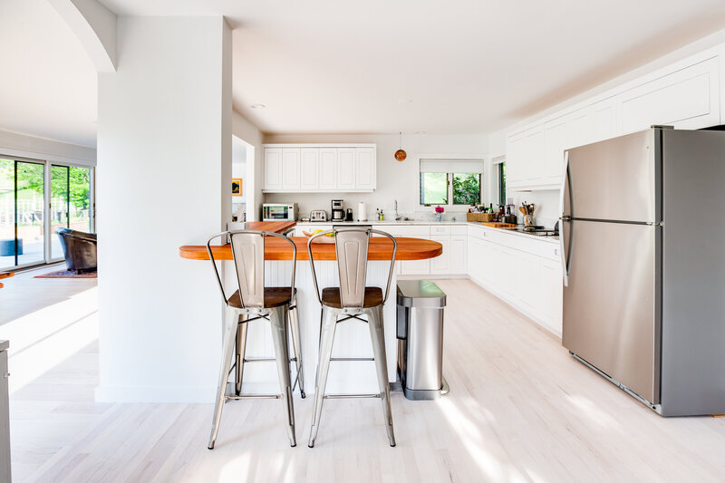 bar stools at kitchen counter