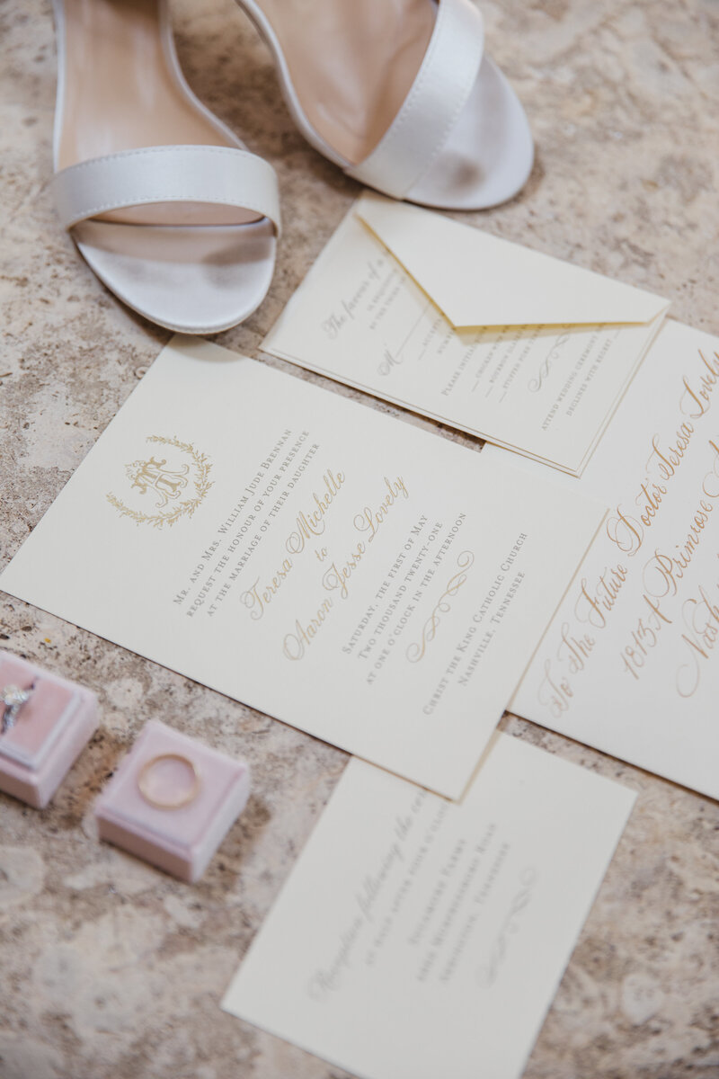 wedding details, wedding invitations rings and shoes